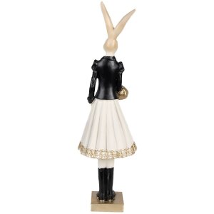 Clayre & Eef 6PR4003 Dekoratívny králik hnedý 10x9x32 cm so zlatými akcentmi