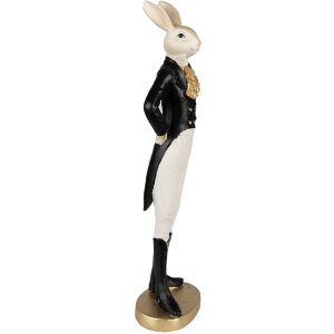 Clayre & Eef 6PR4005 Dekoratívny králik béžový čierny 5x4x20 cm
