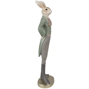 Clayre & Eef 6PR4009 Dekoratívny králik béžovo zelený 5x4x20 cm