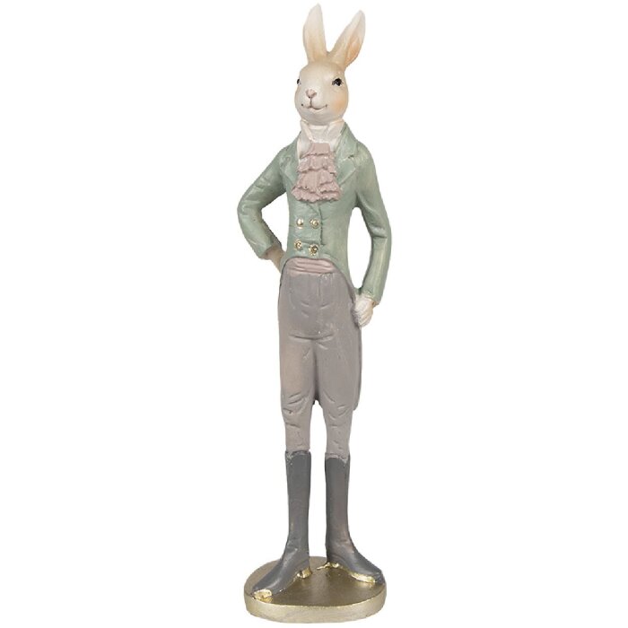 Clayre & Eef 6PR4010 Dekoratívny králik béžovo zelený 11x8x40 cm vo vidieckom štýle