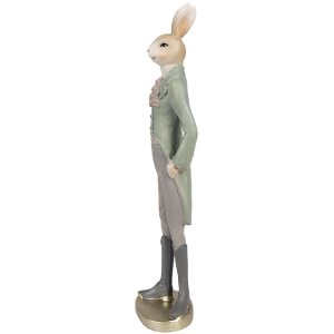 Clayre & Eef 6PR4010 Dekoratívny králik béžovo zelený 11x8x40 cm vo vidieckom štýle
