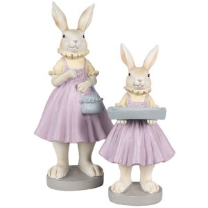 Clayre & Eef 6PR4014 Dekoratívny králik hnedý fialový 12x10x27 cm