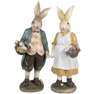 Clayre & Eef 6PR4023 Dekoratívny králik 17x10x38 cm hnedozelený