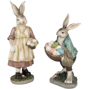 Clayre & Eef 6PR4024 Dekoratívny králik 14x11x38cm Hnedoružový