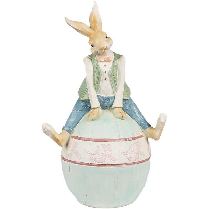 Clayre & Eef 6PR4029 Dekoratívny králik hnedý modrý 15x12x25 cm