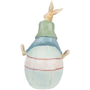 Clayre & Eef 6PR4029 Dekoratívny králik hnedý modrý 15x12x25 cm