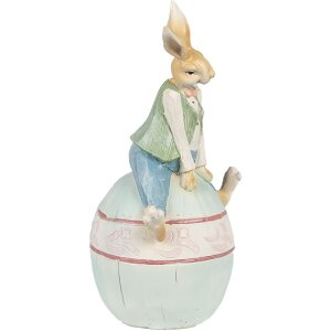 Clayre & Eef 6PR4029 Dekoratívny králik hnedý modrý 15x12x25 cm