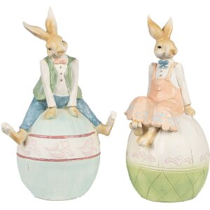 Clayre & Eef 6PR4030 Dekoratívny králik 13x11x24cm hnedozelený