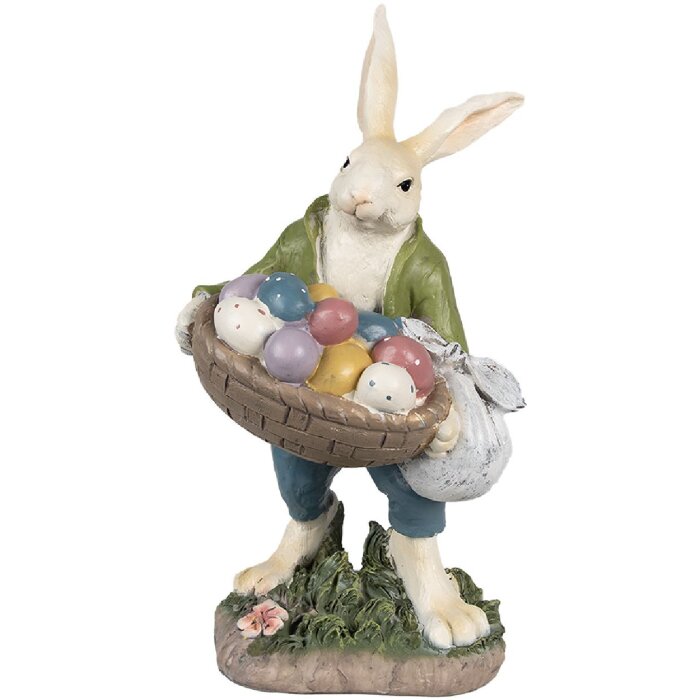 Clayre & Eef 6PR4035 Dekoratívny králik 18x16x32cm béžovo zelený