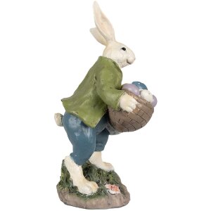 Clayre & Eef 6PR4035 Dekoratívny králik 18x16x32cm béžovo zelený