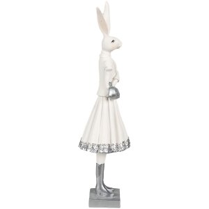 Clayre & Eef 6PR4037 Dekoratívny králik biely 10x9x32 cm Polyresin Moderné