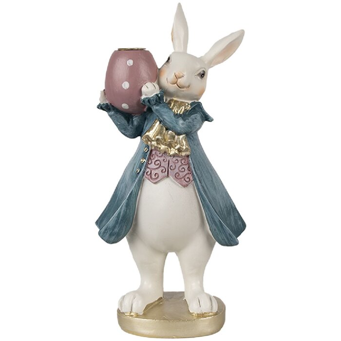 Clayre & Eef 6PR4057 Sviečka na sviečku Rabbit White Blue 10x8x20 cm