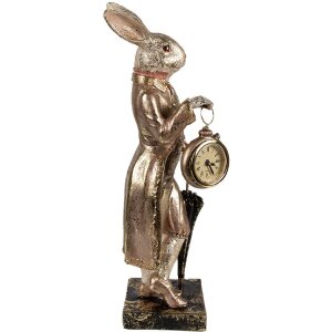 Clayre & Eef Dekoračné Králičie v obleku Bielo-Zlaté 11x10x35cm