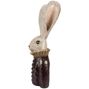 Clayre & Eef 6PR4089 Dekoratívny králik biele zlato 16x14x42 cm