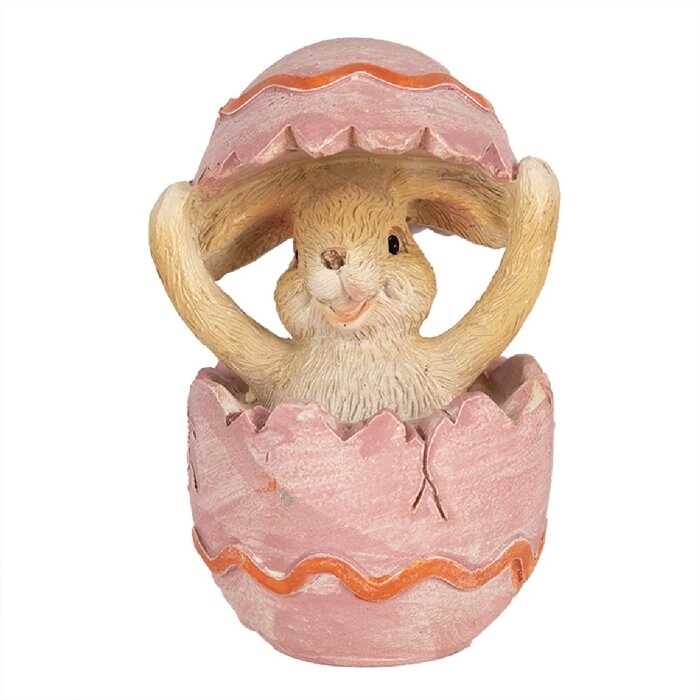 Clayre & Eef 6PR4107 Dekorácia Králik vo vajíčku 6x6x8 cm Ružová