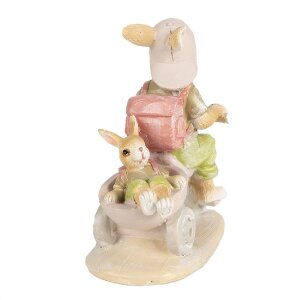 Clayre & Eef 6PR4108 Králik na trojkolke dekorácia 11x6x12 cm hnedá