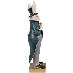 Clayre & Eef 6PR4129 Dekoratívny králik béžový modrý 10x8x30 cm