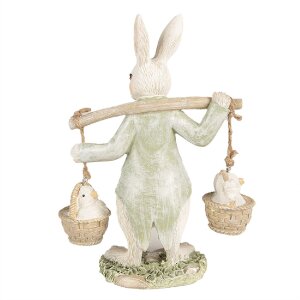 Clayre & Eef 6PR4993 Dekoratívny králik biely/zelený 12x7x17cm