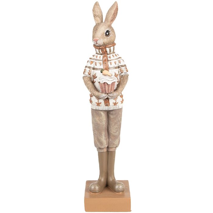 Clayre & Eef 6PR5000 Dekoratívny králik hnedý béžový 7x7x28 cm