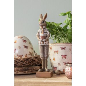 Clayre & Eef 6PR5000 Dekoratívny králik hnedý béžový 7x7x28 cm