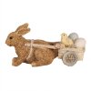 Clayre & Eef 6PR5005 Dekoratívny králik s vozíkom hnedý 15x5x7 cm