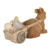Clayre & Eef 6PR5005 Dekoratívny králik s vozíkom hnedý 15x5x7 cm