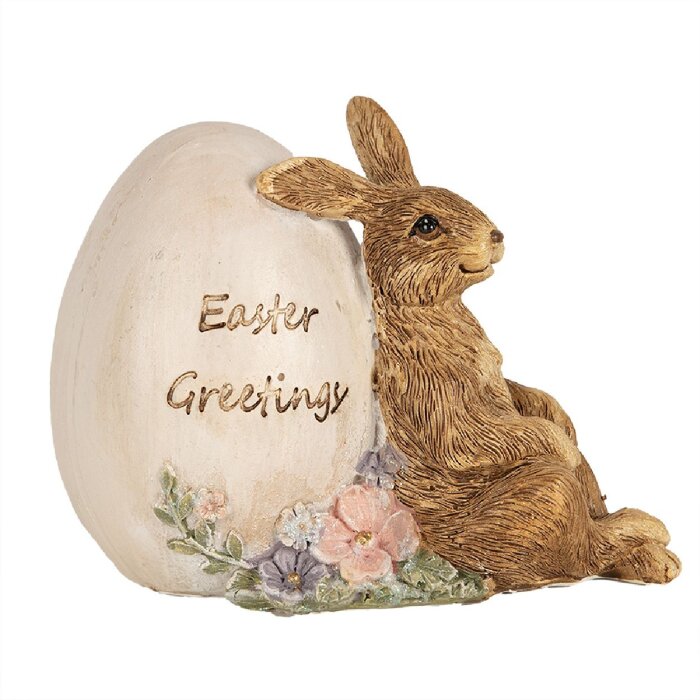 Clayre & Eef 6PR5006 Dekoratívny králik s vajíčkom 12x7x9cm hnedý
