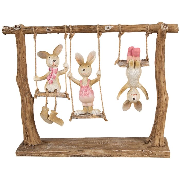 Clayre & Eef 6PR5010 Dekoratívny králik 26x6x20 cm hnedý béžový