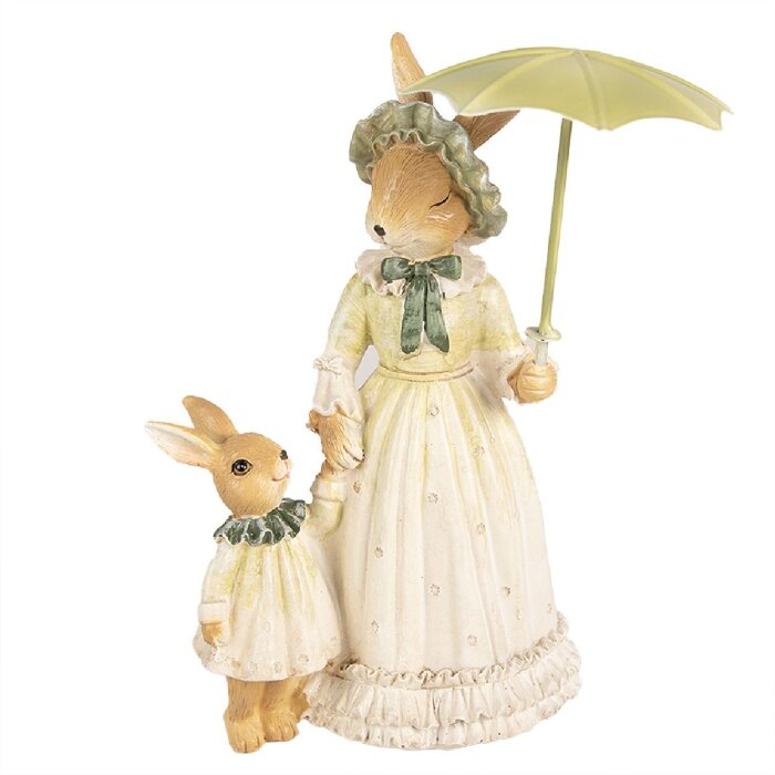 Clayre & Eef 6PR5020 Dekoratívny dáždnik s králikom 16x14x21cm hnedozelený
