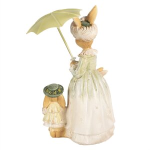 Clayre & Eef 6PR5023 Králik s dáždnikom 16x11x21 cm Hnedozelená