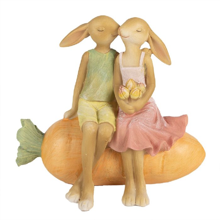 Clayre & Eef 6PR5024 Králik na mrkve dekorácia 17x10x15 cm hnedá