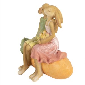 Clayre & Eef 6PR5024 Králik na mrkve dekorácia 17x10x15 cm hnedá