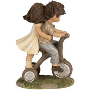 Clayre & Eef 6PR5027 Figúrka Deti na bicykli Hnedá 10x6x14 cm
