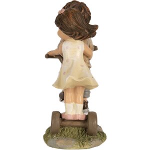 Clayre & Eef 6PR5027 Figúrka Deti na bicykli Hnedá 10x6x14 cm