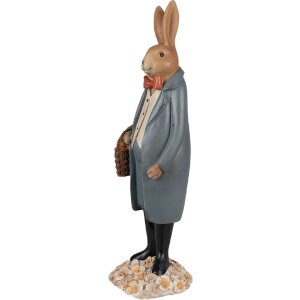 Clayre & Eef 6PR5037 Dekoratívny králik hnedá sivá 10x9x34 cm vidiecky štýl