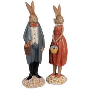 Clayre & Eef 6PR5037 Dekoratívny králik hnedá sivá 10x9x34 cm vidiecky štýl