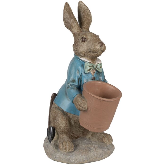 Clayre & Eef 6PR5038 Dekoratívny králik hnedý modrý 26x21x46 cm
