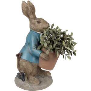 Clayre & Eef 6PR5038 Dekoratívny králik hnedý modrý 26x21x46 cm