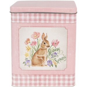 Clayre & Eef 6Y5508 Plechové dózy 2ks Modrá Ružová 21x15x25/18x13x22 cm