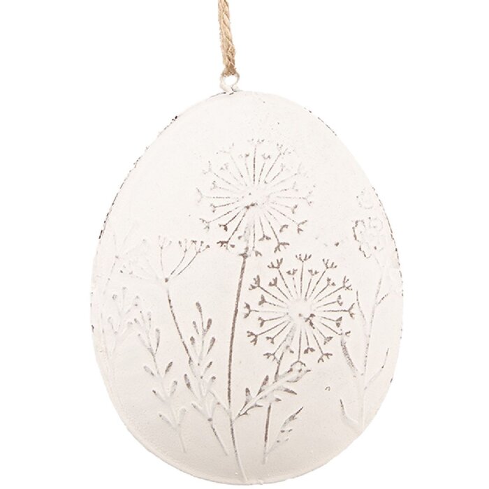 Clayre & Eef 6Y5567 Dekoratívny vešiak Egg White 10x2x8 cm