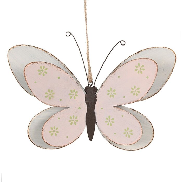 Clayre & Eef Dekoratívny záves Motýľ Ružový 22x4x14 cm