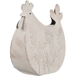 Clayre & Eef Dekorácia Kura 15x6x14 cm Biela
