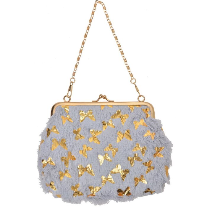 Juleeze JZWA0178G Spojka Butterfly Grey Gold 15x10cm