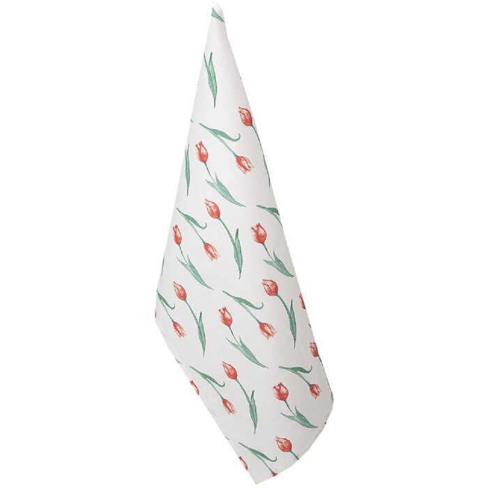Clayre & Eef KT042.052 Kuchynská utierka Tulipánový vzor biela 47x70cm