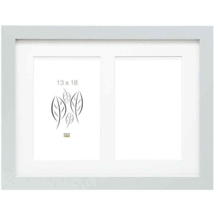 Deknudt S66KD1 rám strieborný drevený vzhľad s paspartou 2 obrázky 13x18 cm