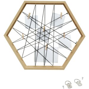 Deknudt S68VB3 Šesťuholníková tabuľa na poznámky v prírodnej farbe kolíky na oblečenie 40x40 cm