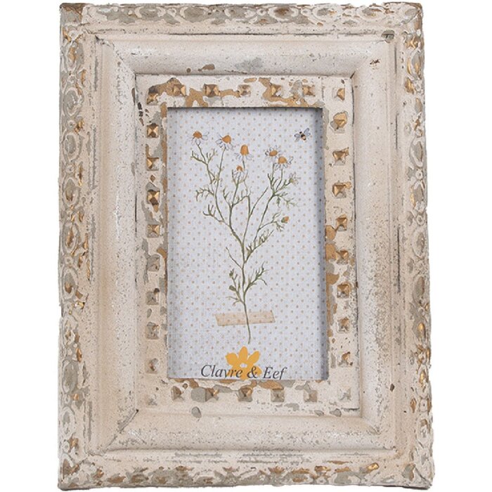 Clayre & Eef Photo Frame Beige Iron Glass Vintage 10x15 cm