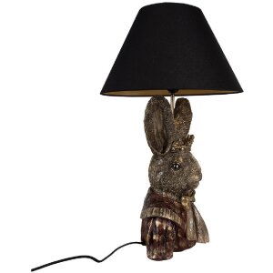 Clayre & Eef 5LMC0033 Stolová lampa Zajačik s korunkou čierna/hnedá 37x61 cm