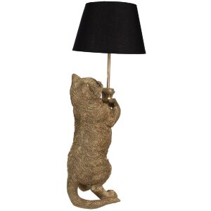 Clayre & Eef 5LMC0037 Stolná lampa mačka bronzový vzhľad E27/max 1x60W 31x24x62 cm