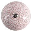 Clayre & Eef 65302 Kľučka na dvere keramická ružová kvetinový vzor Ø 4x3/6 cm